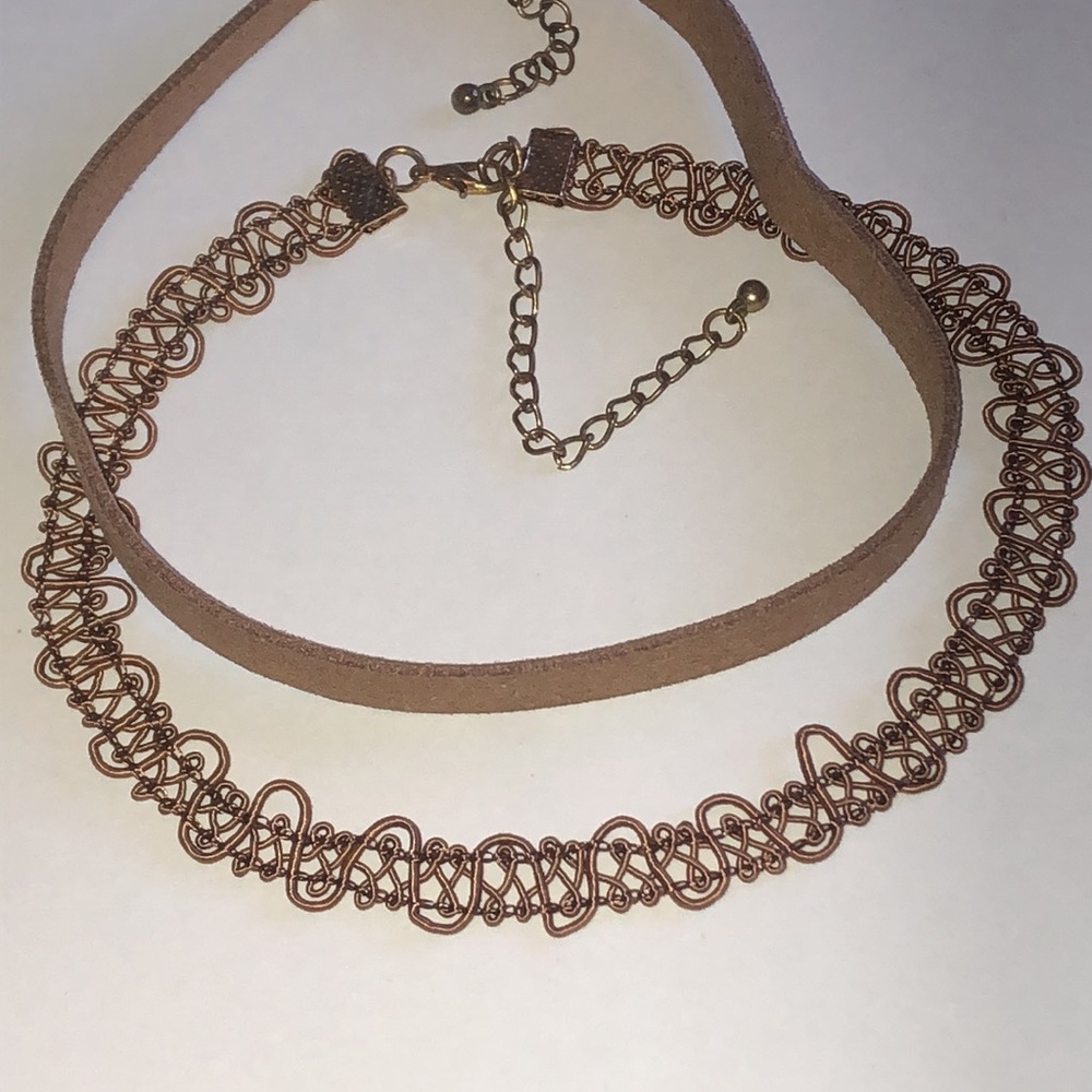 Brown Lace Style Boho Choker Necklaces